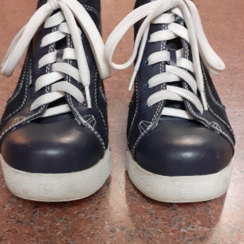 guess navy blue wedge sneakers  size 8 1/2